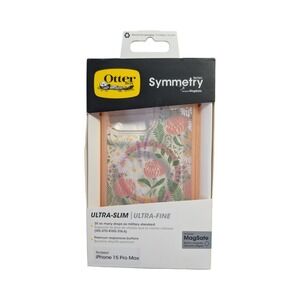 D1-N OtterBox iPhone 15 Pro Max Symmetry Series Case with MagSafe Peachy Bloom
